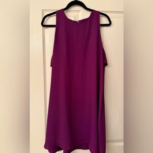Loft sleeveless A-line dress with ruffled shoulders